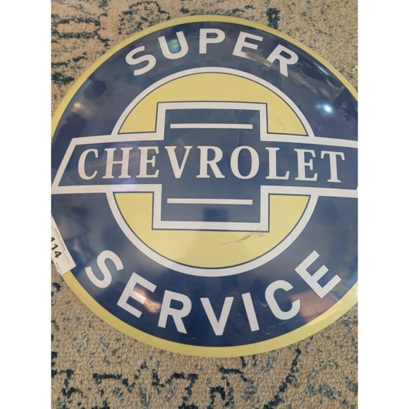 Other - Chevrolet Super Service Round Advertising Sign Blue Yellow White Automobiles